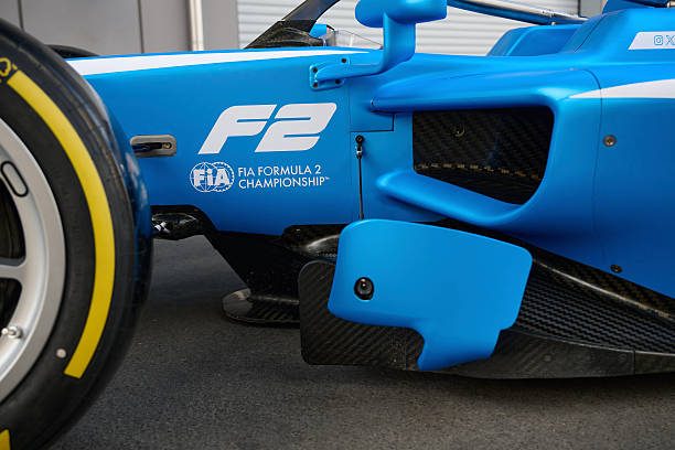 PARMA, ITALY - SEPTEMBER 02: A detail view of the FIA Formula 2 2027 car during the FIA Formula 2 2027 Car Launch studio shoot at Dallara Headquarters on September 02, 2026 in Parma, Italy. (Photo by Guido De Bortoli - Formula 1/Formula 1 via Getty Images)