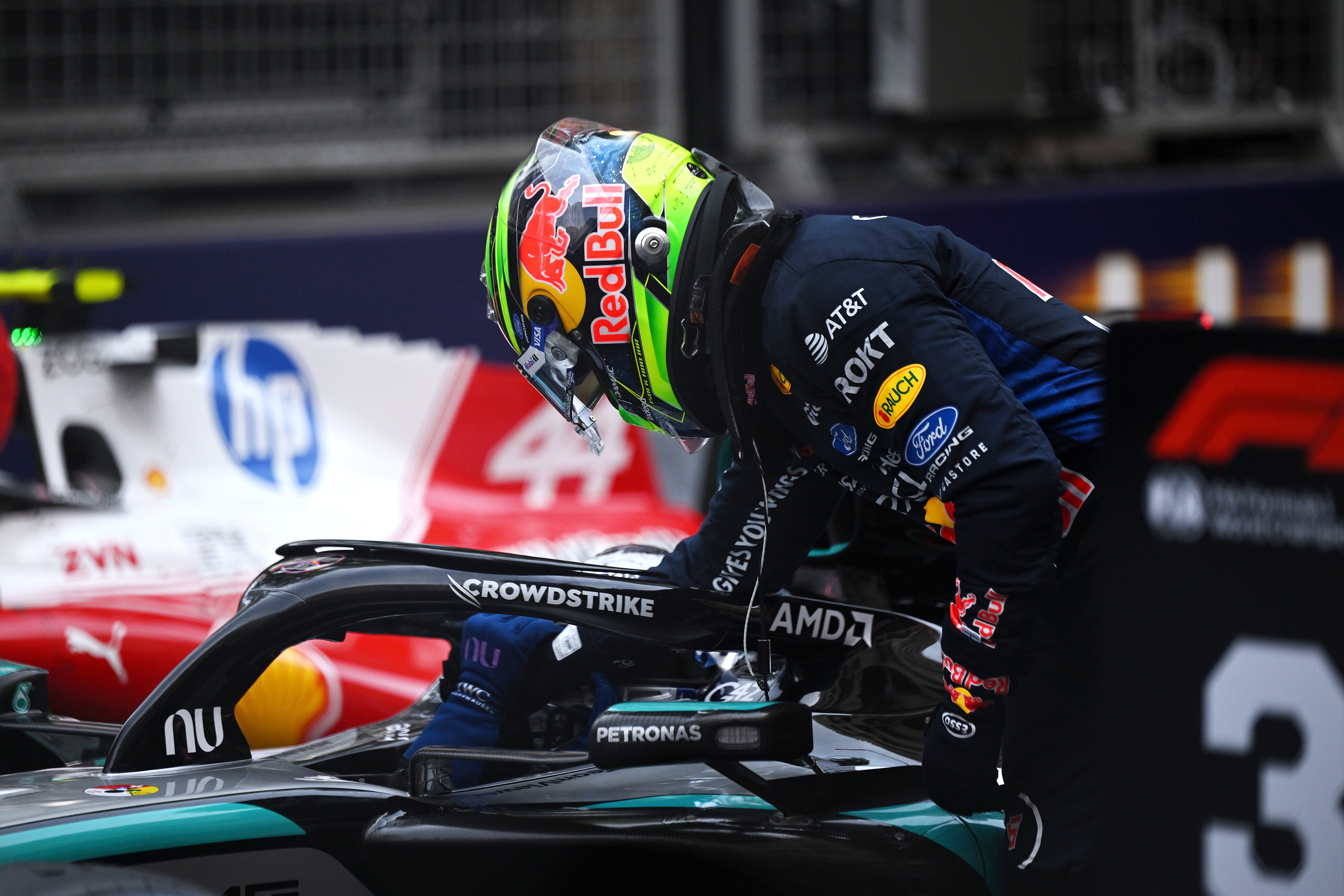 Hadjar podium Red Bull Monaco