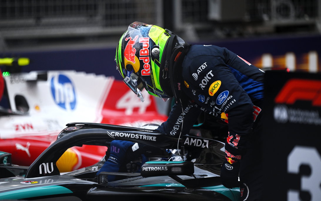 Hadjar podium Red Bull Monaco