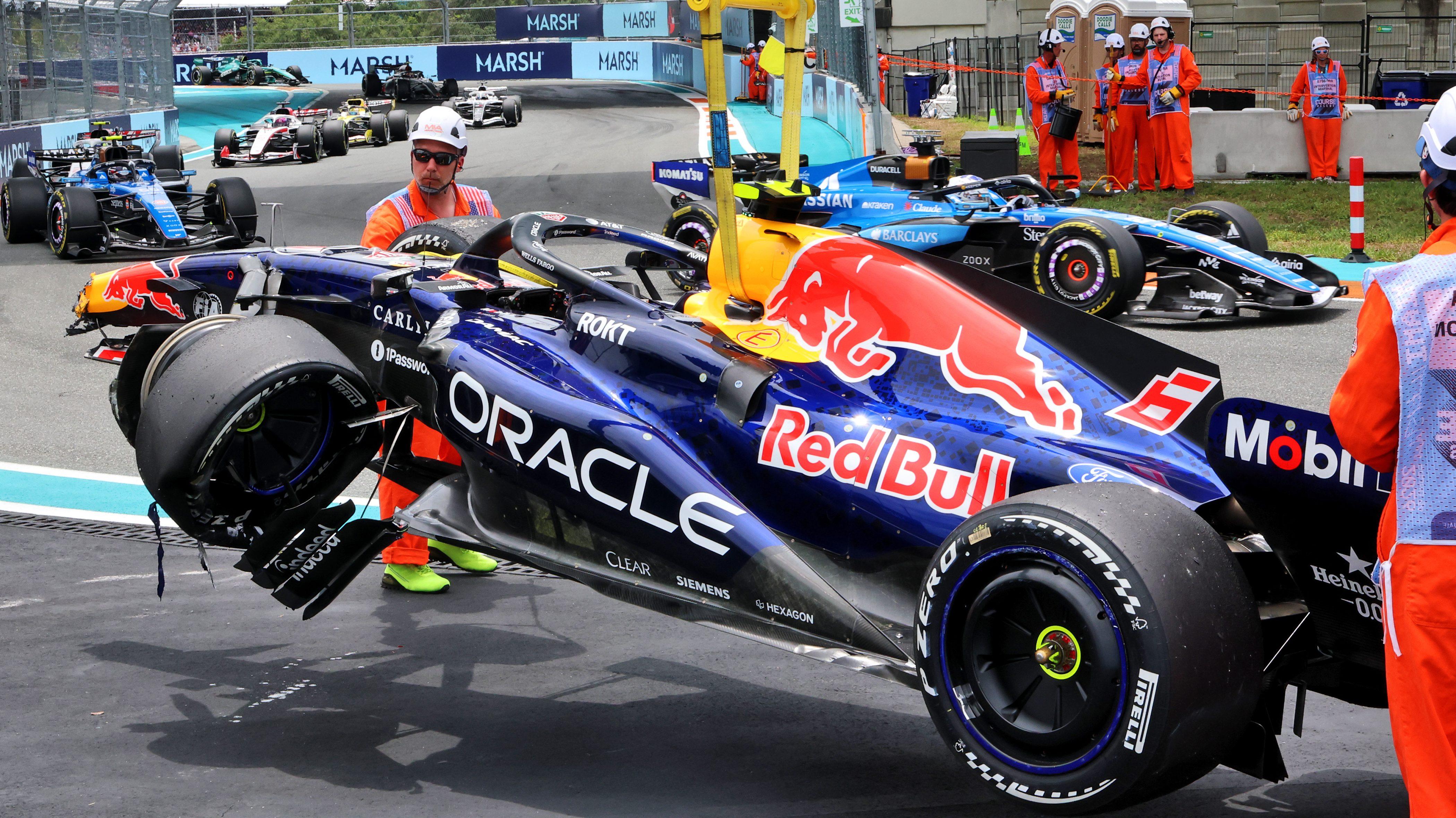 Hadjar crash race Miami