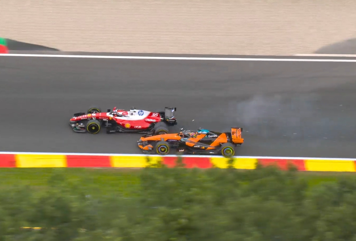 Leclerc Piastri Belgian collision