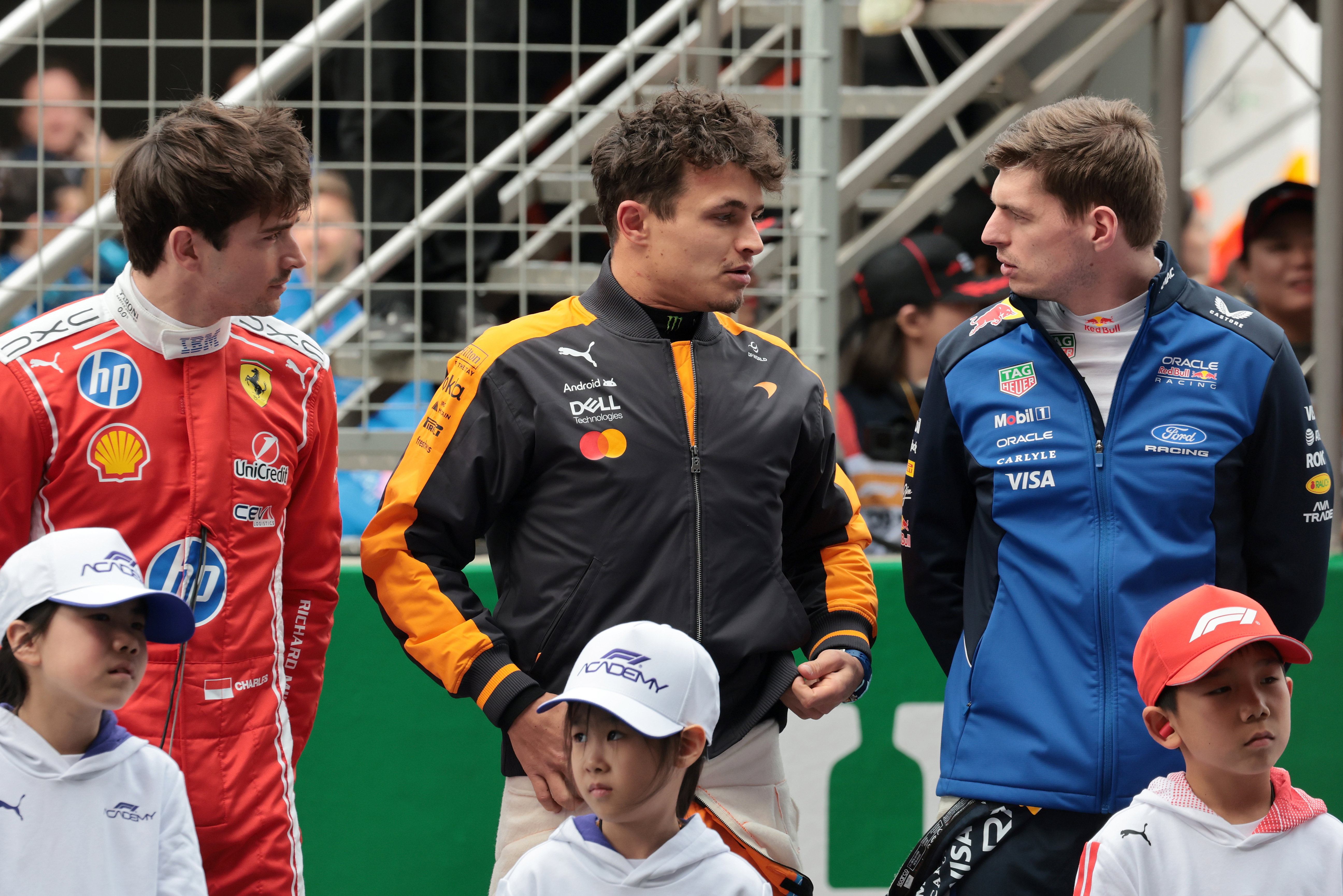 Leclerc Norris and Verstappen