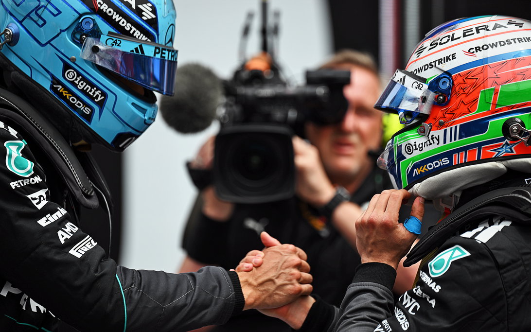 George Russell confirms Kimi Antonelli talks after Mercedes sprint clash
