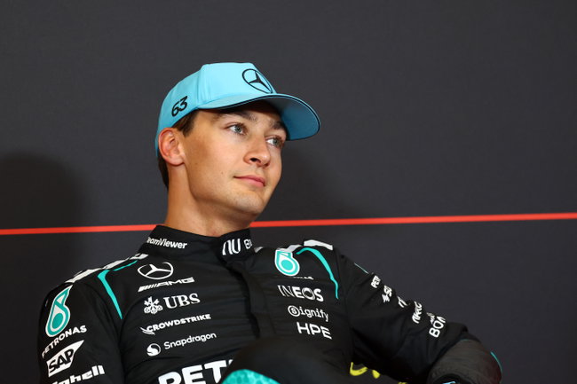 George Russell (GBR) Mercedes AMG Formula One Team in the post qualifying FIA Press Conference.
27.06.2026. Formula 1 World Championship, Rd 8, Austrian Grand Prix, Spielberg, Austria, Qualifying Day.
- www.xpbimages.com, EMail: requests@xpbimages.com © Copyright: Bearne / XPB Images