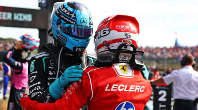 Russell Leclerc race Silverstone