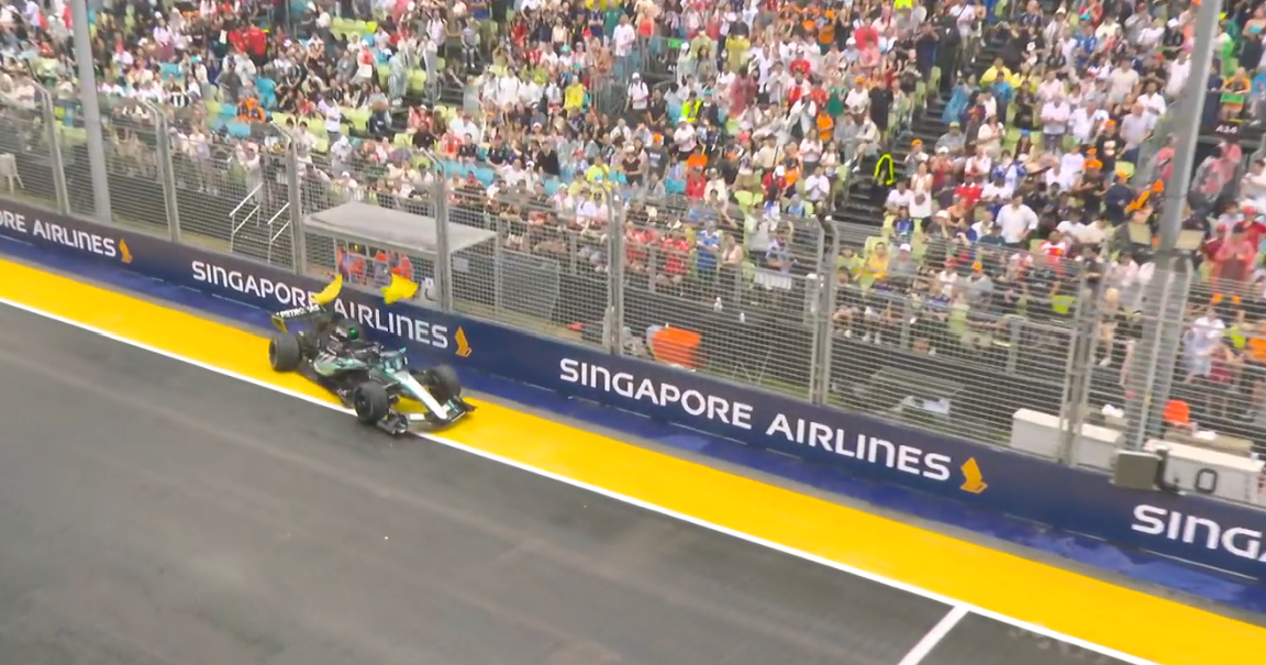George Russell suffers scary crash in delayed Singapore Sprint