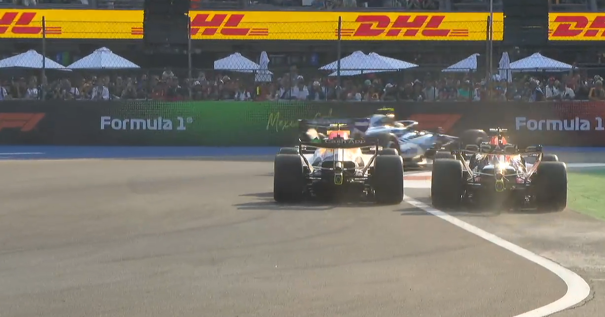 Verstappen and Lawson make contact that leads to Mexico red flag