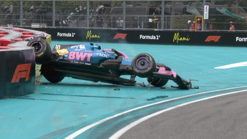 Gasly slaat over de kop in totale chaos Miami, woedende Hadjar crasht