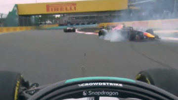 Video: Onfortuinlijke Verstappen spint bij start GP Miami