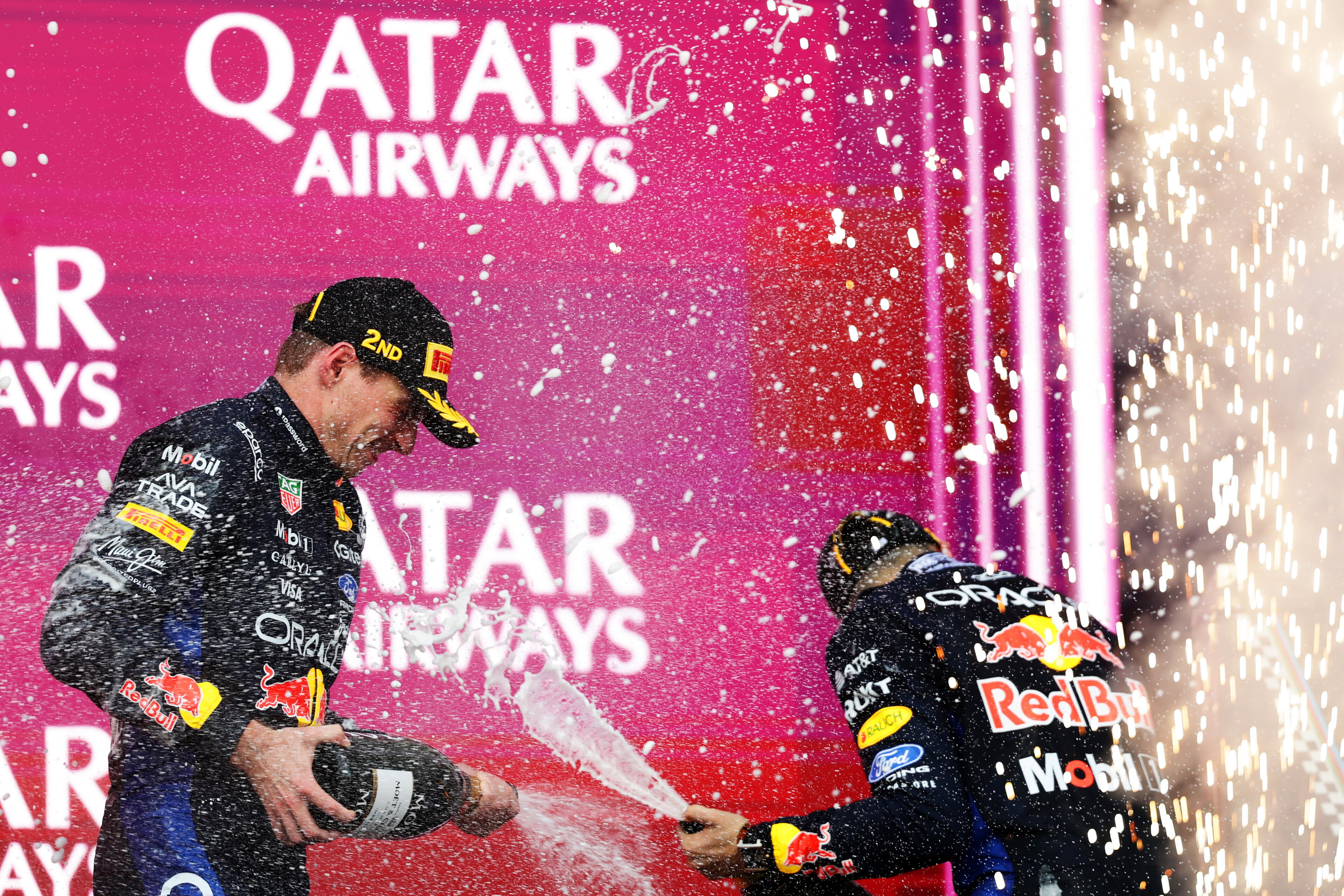 Verstappen Hadjar podium Baku