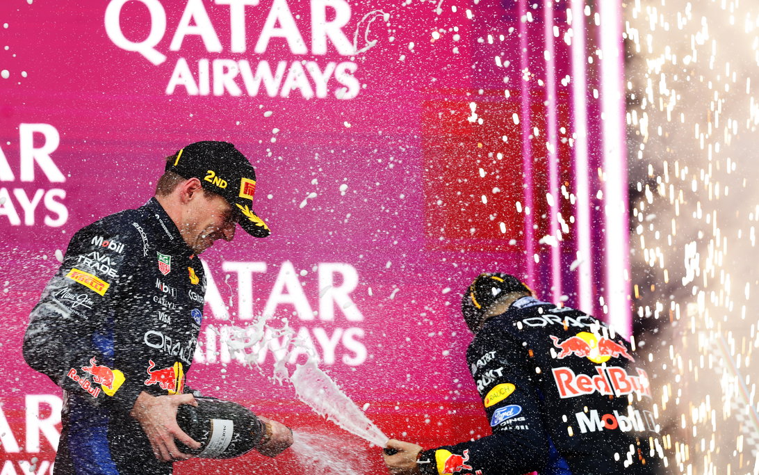 Verstappen Hadjar podium Baku