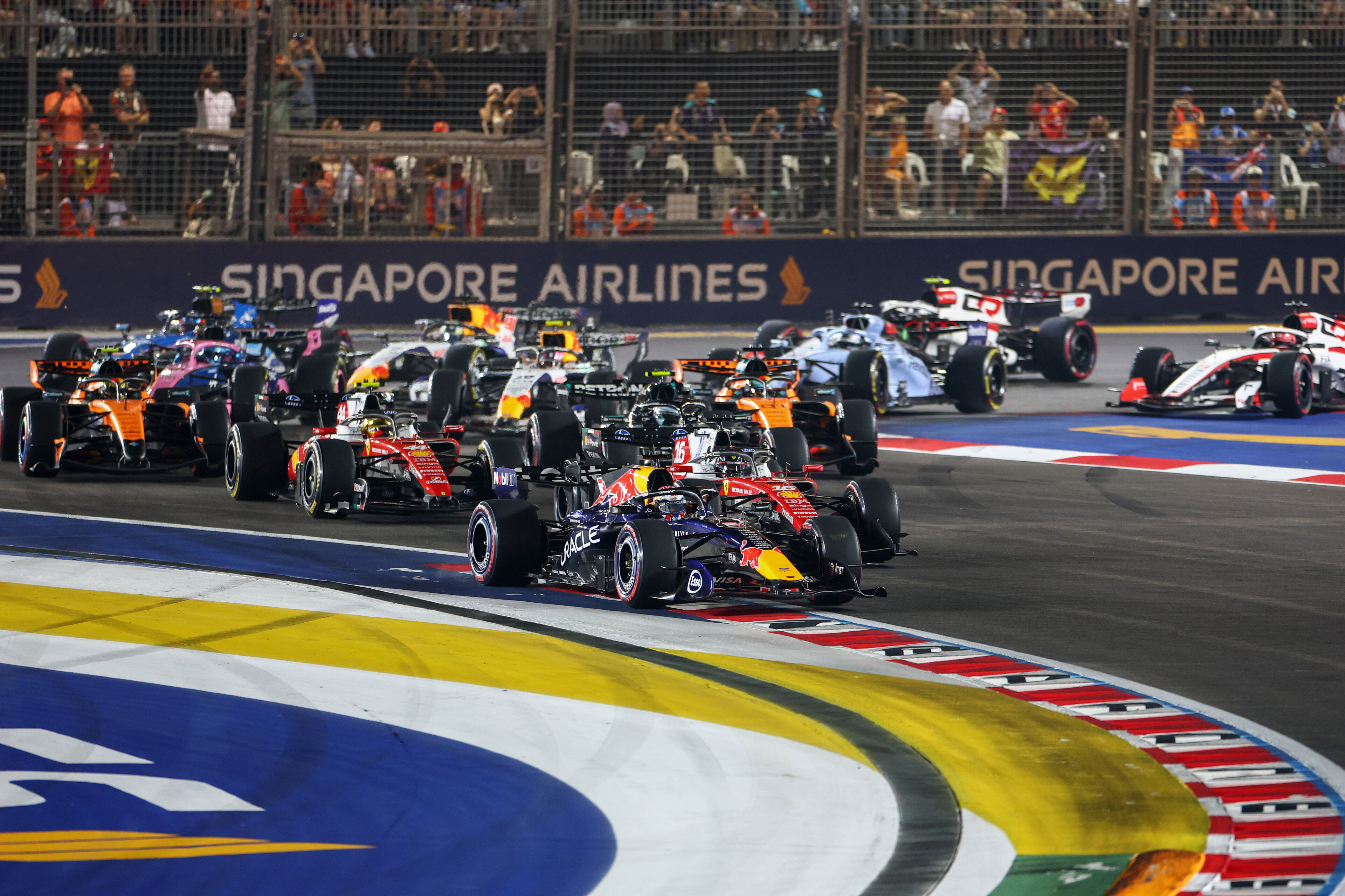 Verstappen Leclerc Singapore start