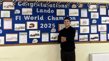Lando Norris inspires students in visit to old school: 'Anything is possible'