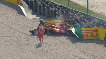GP Italië stilgelegd na megacrash Leclerc