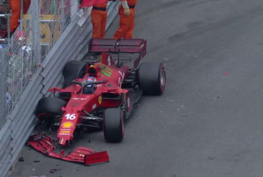 Leclerc monaco crash screen