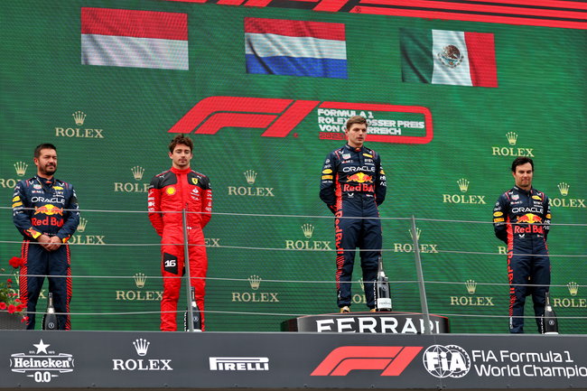 F1 equipment racing suits podium ceremony 2023 Austrian Grand Prix