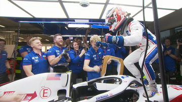 Video: Volksfeest breekt los in Haas-garage na doldwaze poleposition Magnussen