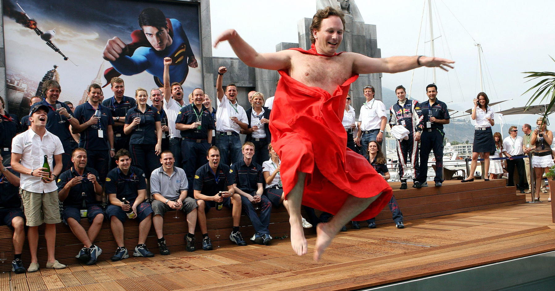 Christian Horner takes naked leap after Red Bull history made