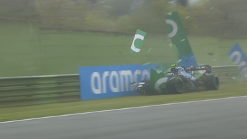 Video: Latifi crasht hard na touche met Mazepin