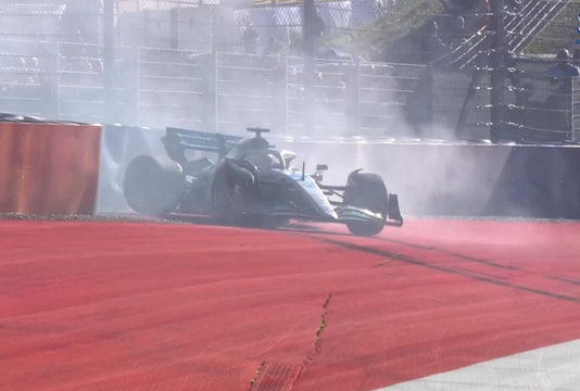 Russell crash Austria screen