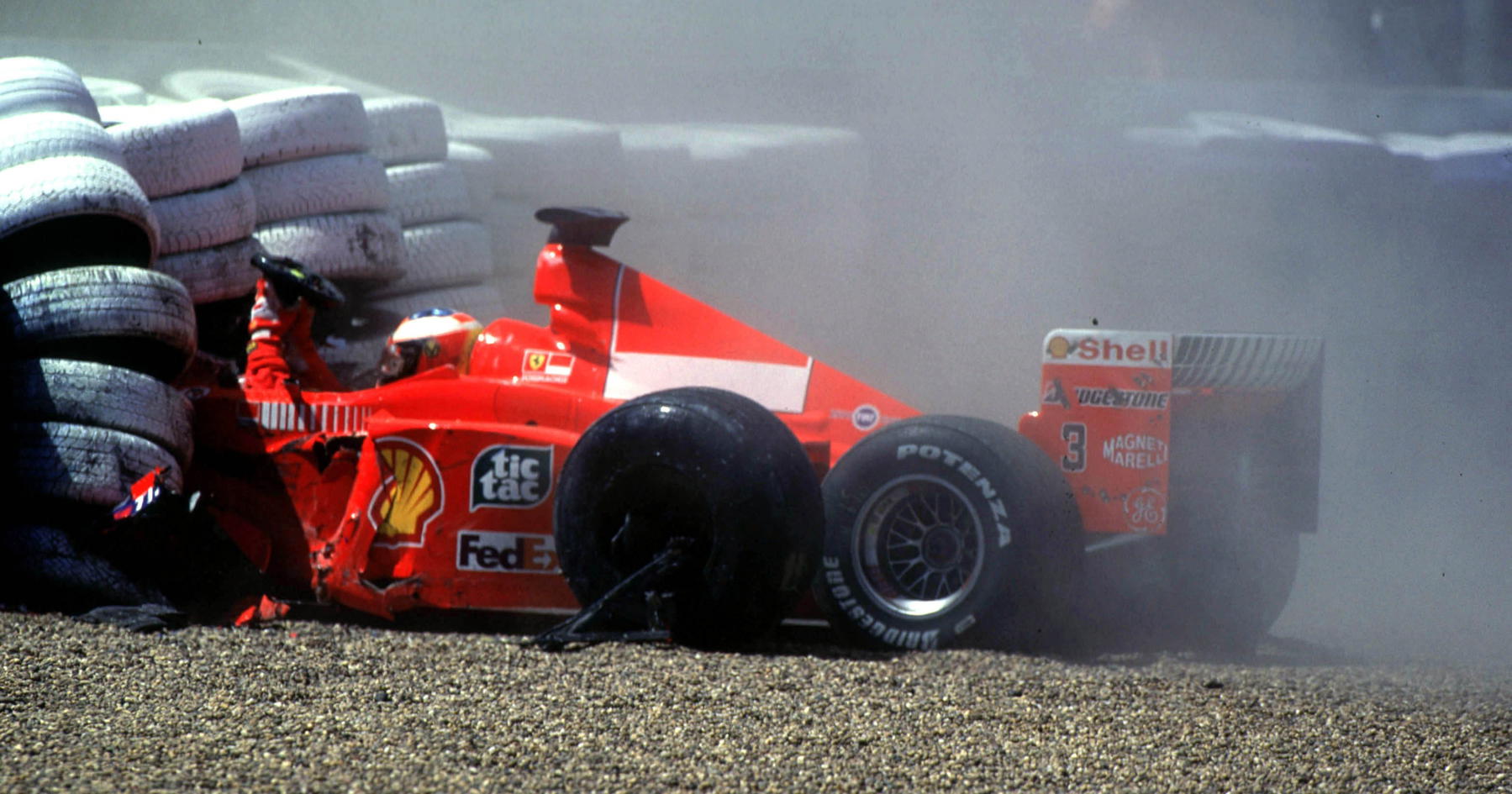 Michael Schumacher suffers broken leg after shock Ferrari failure – On This Day