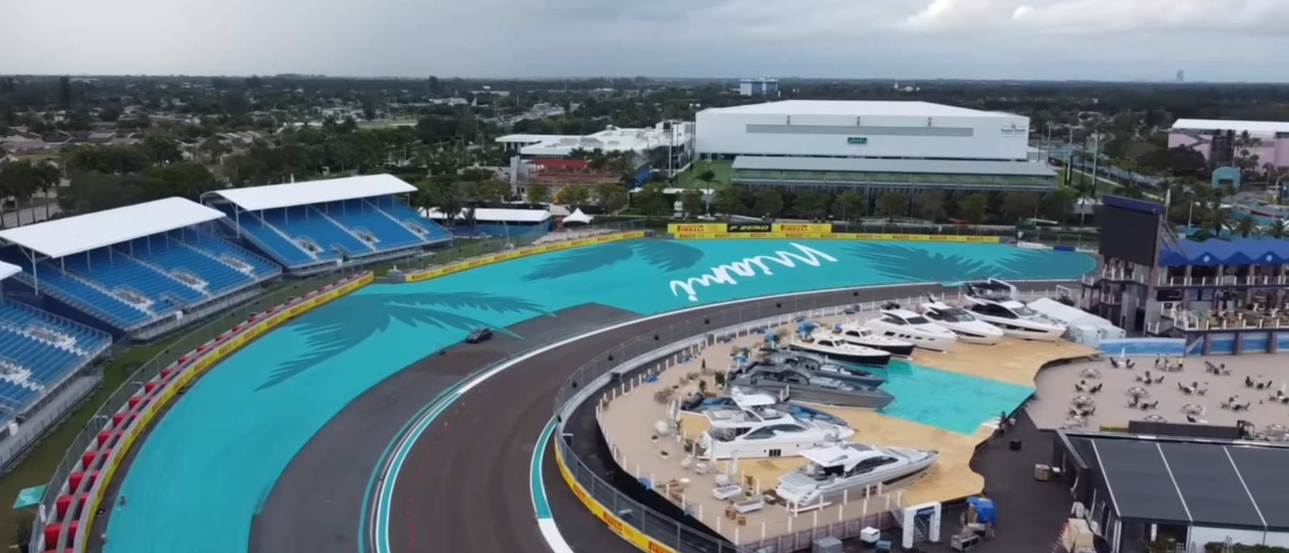 Miami Grand Prix drone shot marina