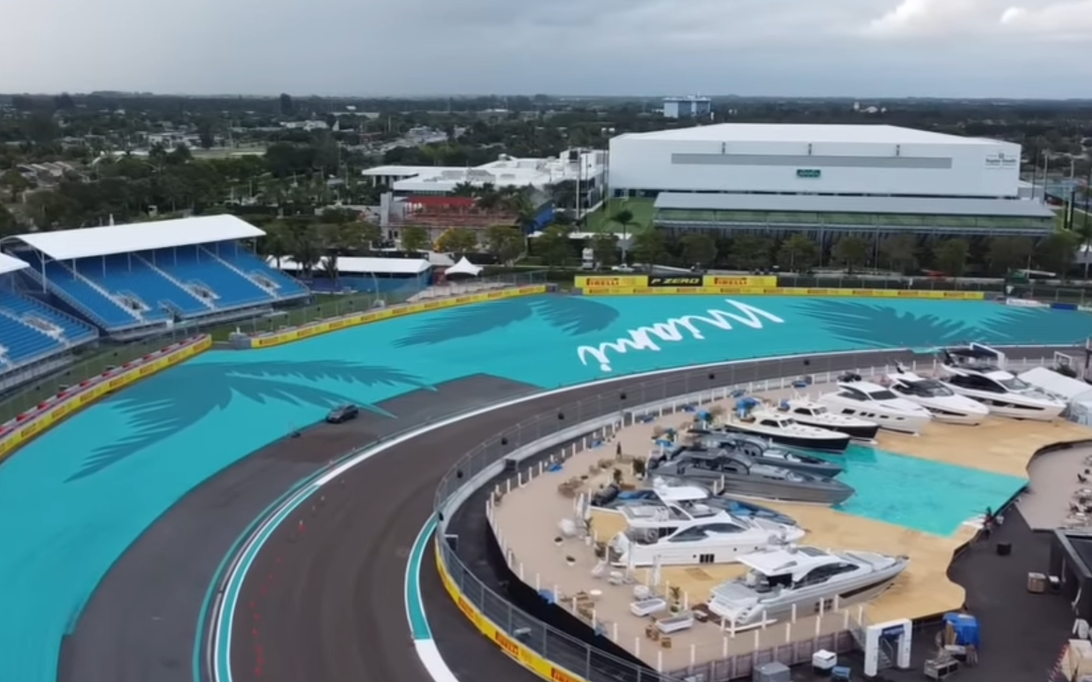 Miami Grand Prix drone shot marina