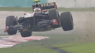 F1 driver loses steering wheel in airborne accident