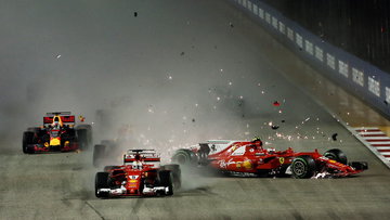 Ferrari F1 title hopes shatter in dramatic Singapore multi-car shunt