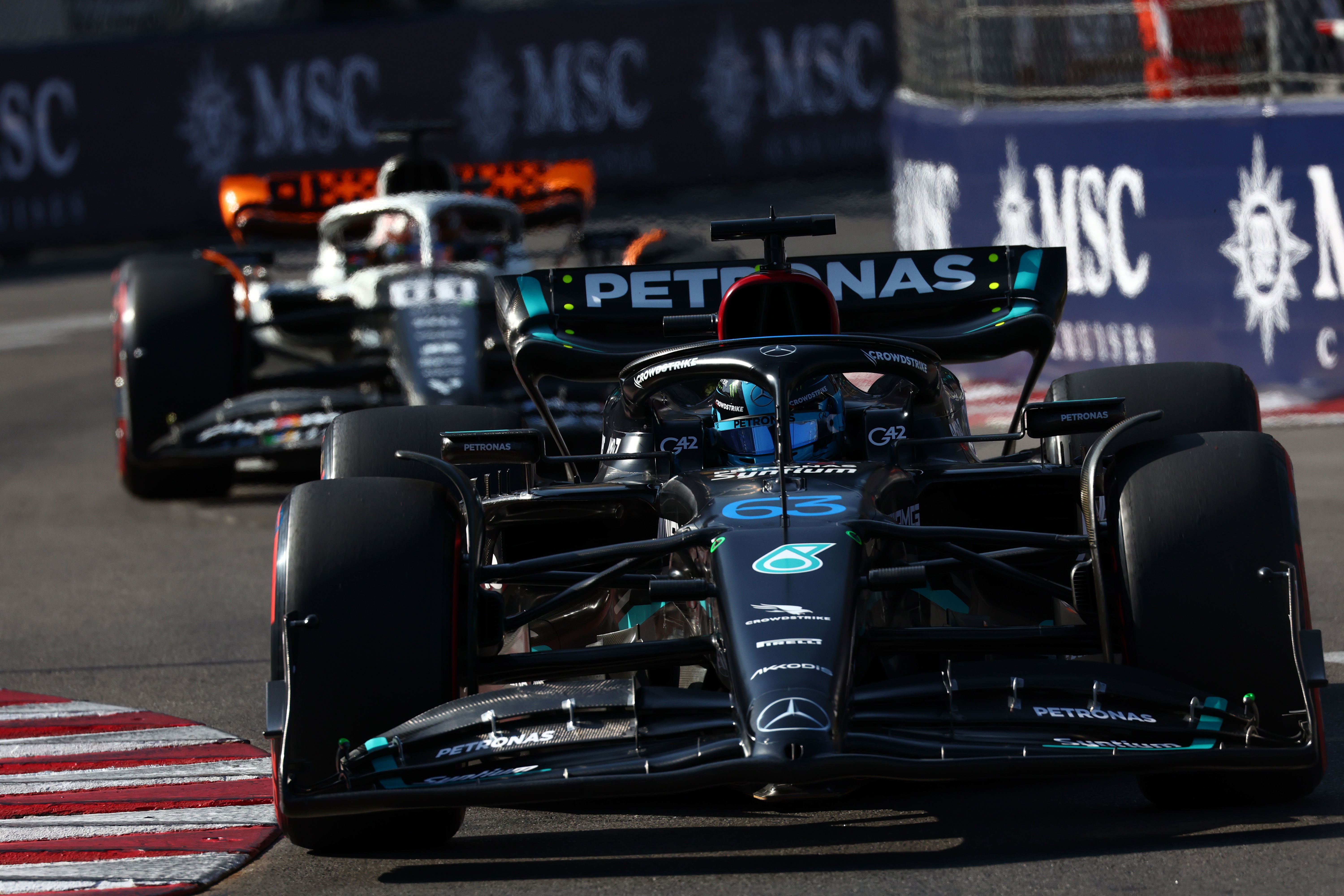 Russell Piastri Mercedes McLaren Monaco