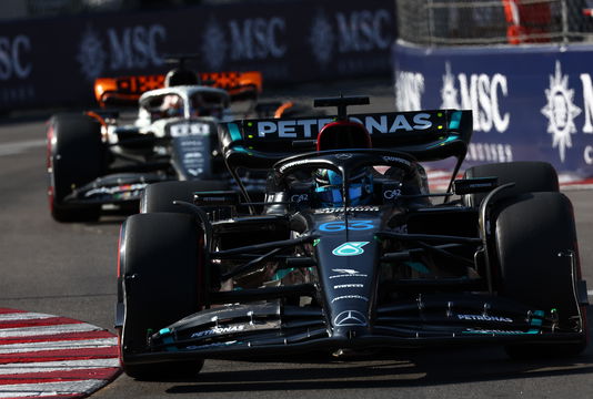 Russell Piastri Mercedes McLaren Monaco