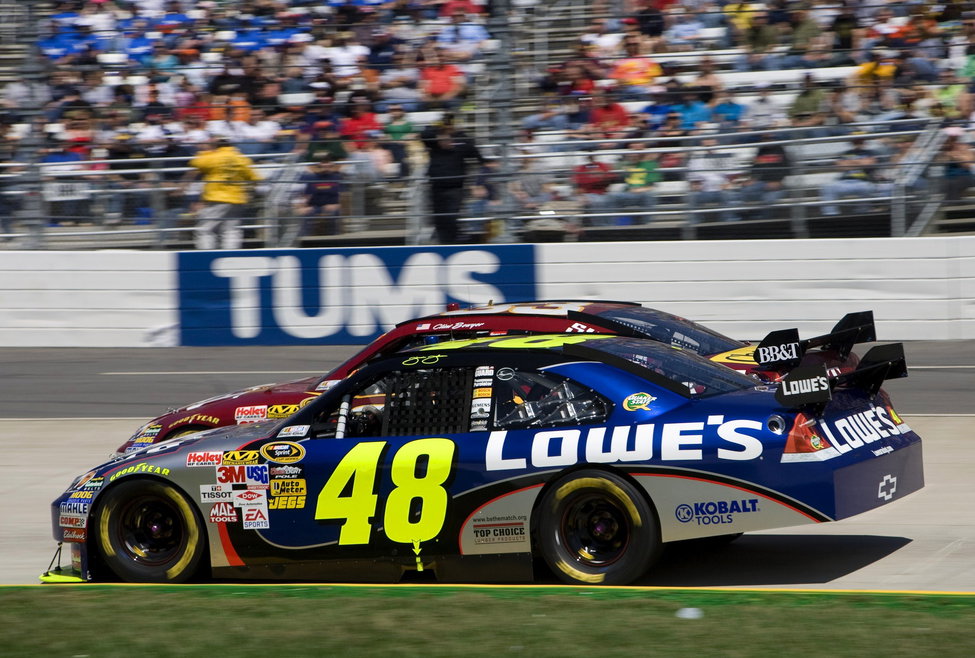 Jimmie Johnson driver around the Martinsville Speedway in 2009