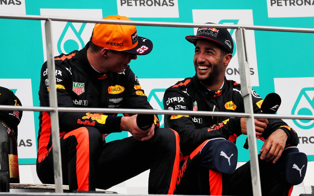 Verstappen Ricciardo Malaysia 2017 podium