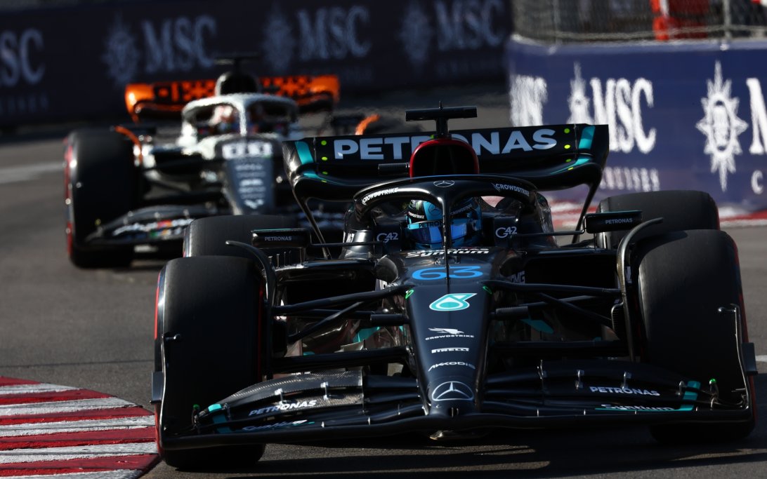 Russell Piastri Mercedes McLaren Monaco