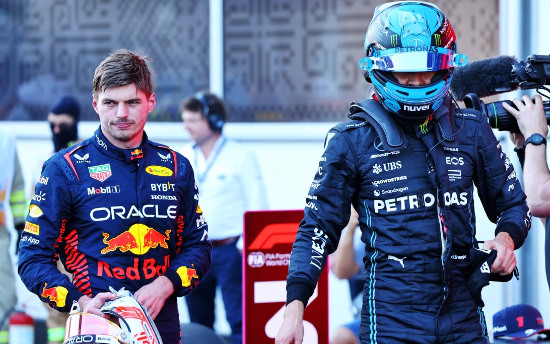 Max verstappen george russell f1 suit racingnews365