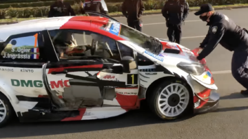 Bizarre video: Rally-kampioen crasht op openbare weg en 'vlucht' voor politie