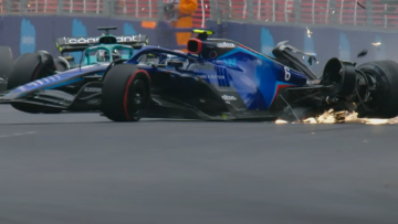 Video: Bizarre crash met veel schade tussen Latifi en Stroll