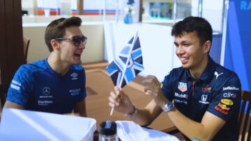 Video: Russell hands over the keys of his Williams to Albon