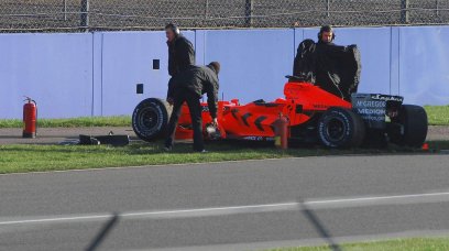 Sutil crash Spyker shakedown