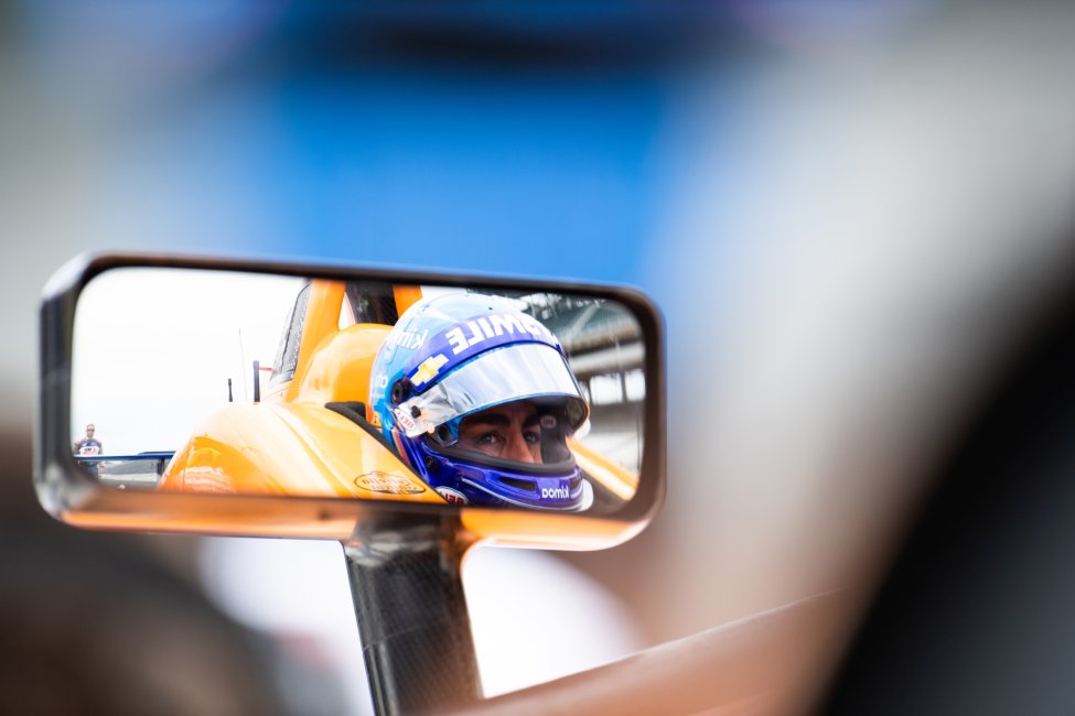 Fernando Alonso sitting in his McLaren car before the start of the 2018 Indianapolis 500 (Indy 500)