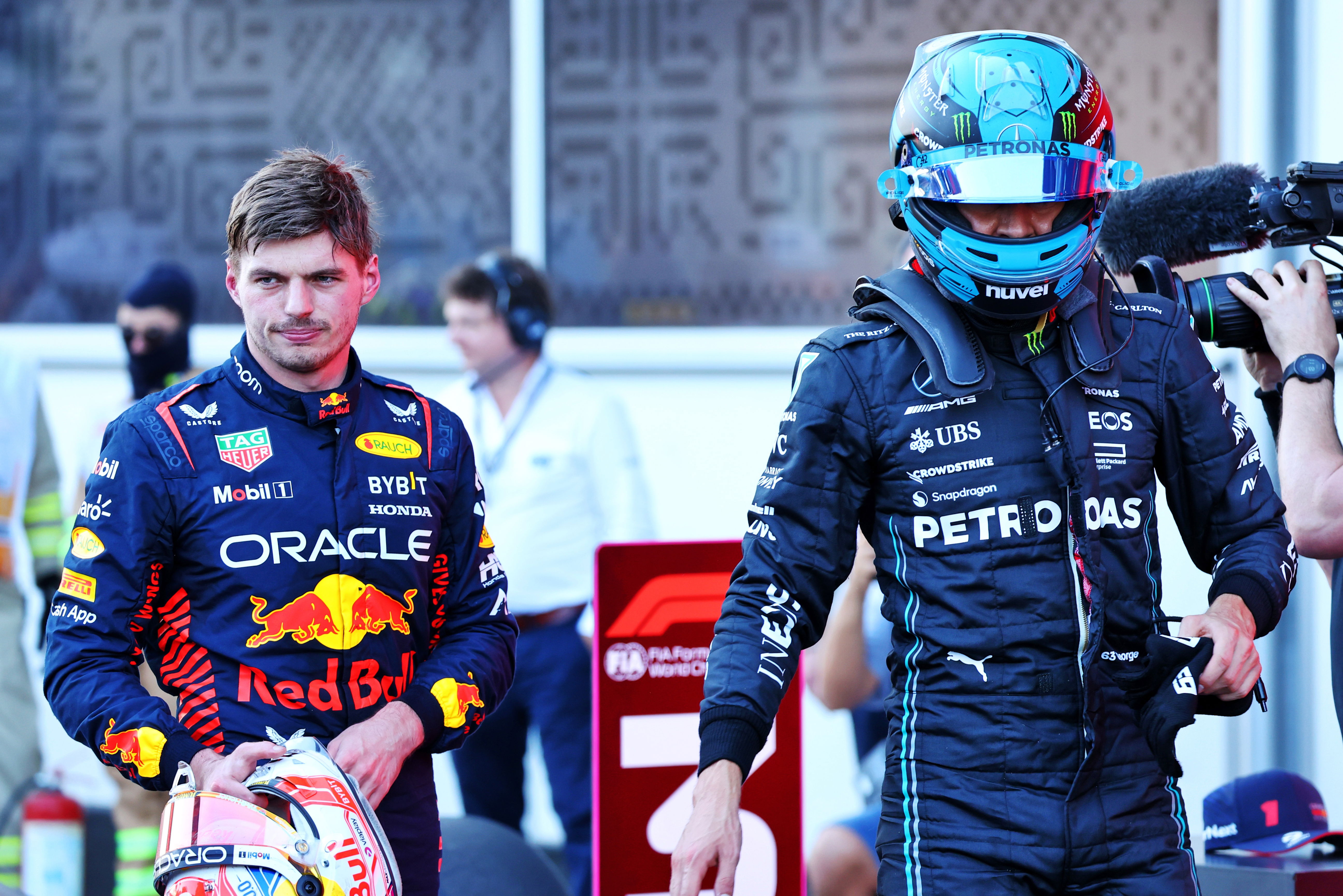 Max verstappen george russell f1 suit racingnews365
