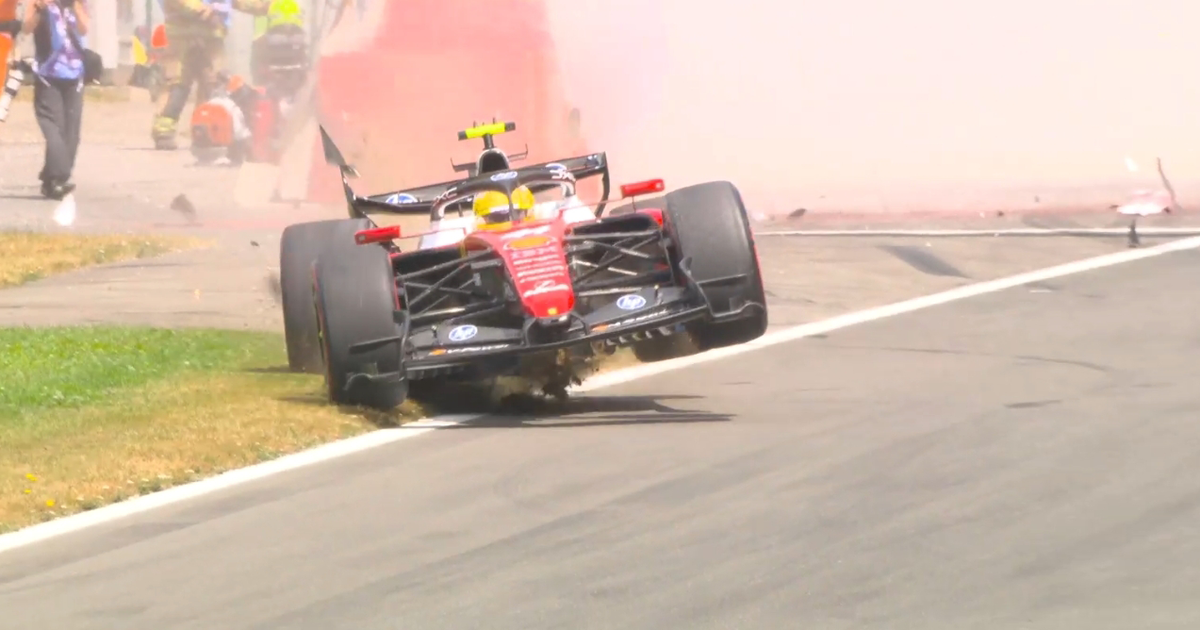 Lewis Hamilton's Ferrari after the FP3 crash during the Belgian Grand Prix weekend at Spa-Francorchamps.